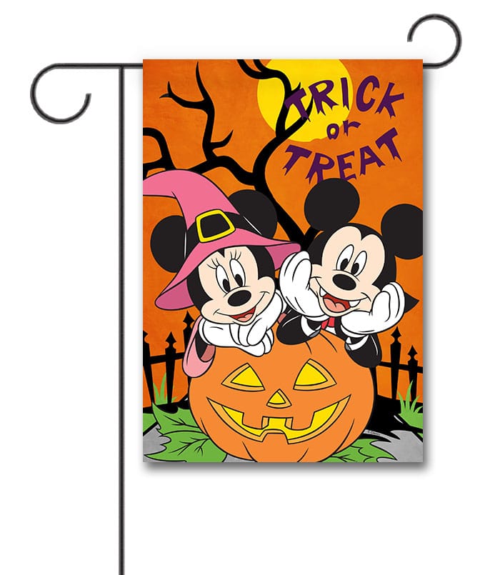 Mickey and Minnie Mouse Trick or Treat Halloween Garden Disney Flag