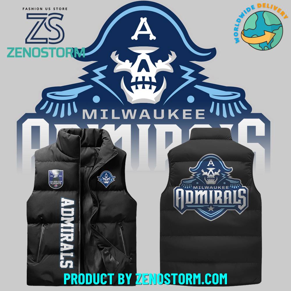 Milwaukee Admirals Hockey Black Sleeveless Puffer Down Vest 1