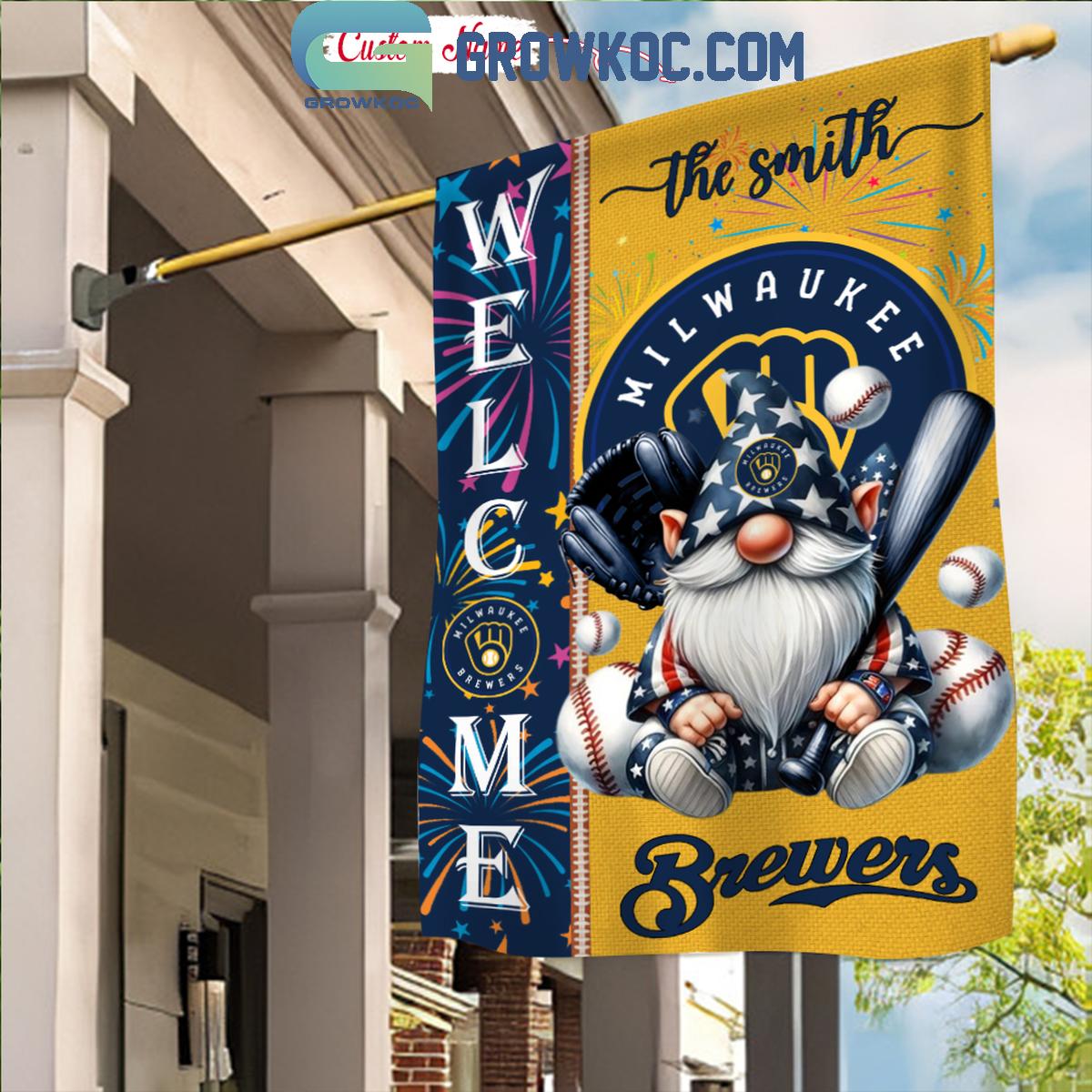 Milwaukee Brewers Happy 4th Of July Patriot Personalized Garden Flag 1 xOVKJ