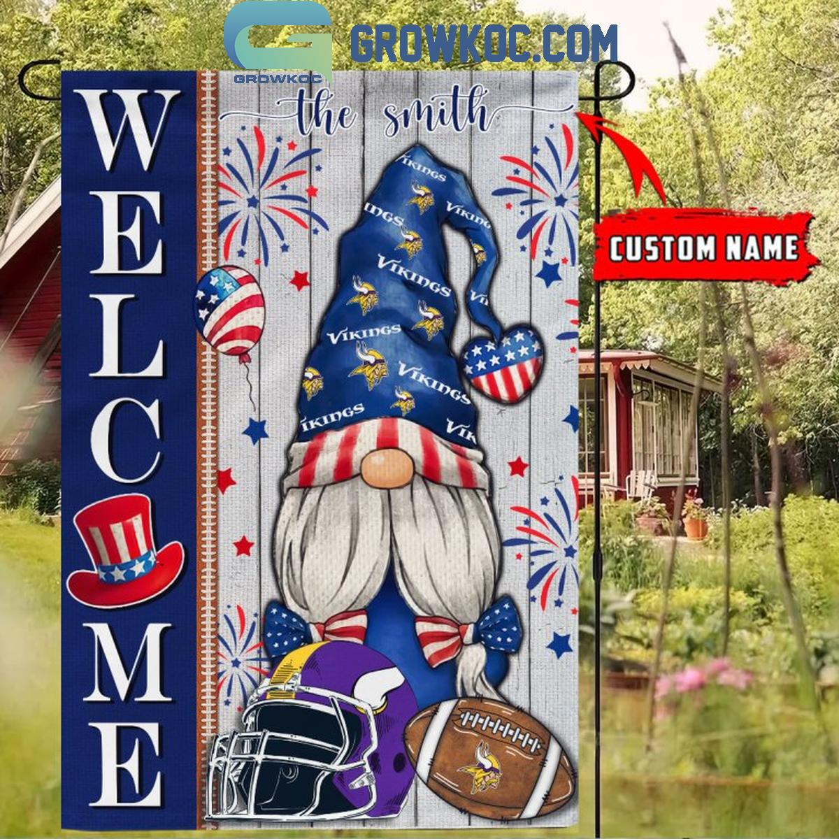 Minnesota Vikings Football Welcome 4th Of July Personalized Garden Flag 1 h9dB5