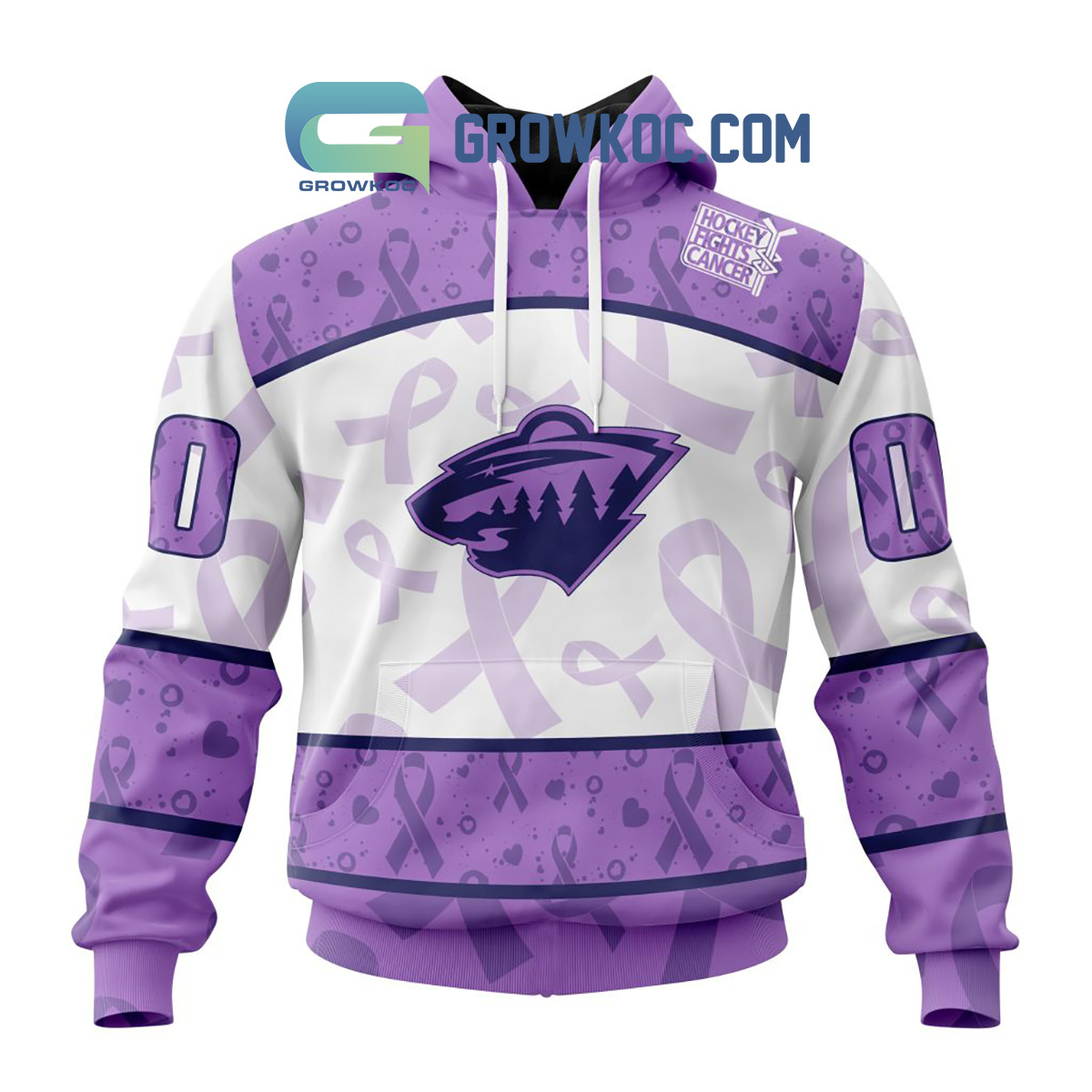 Minnesota Wild Lavender Fight Cancer Personalized Hoodie Shirts2B1 OtnhO