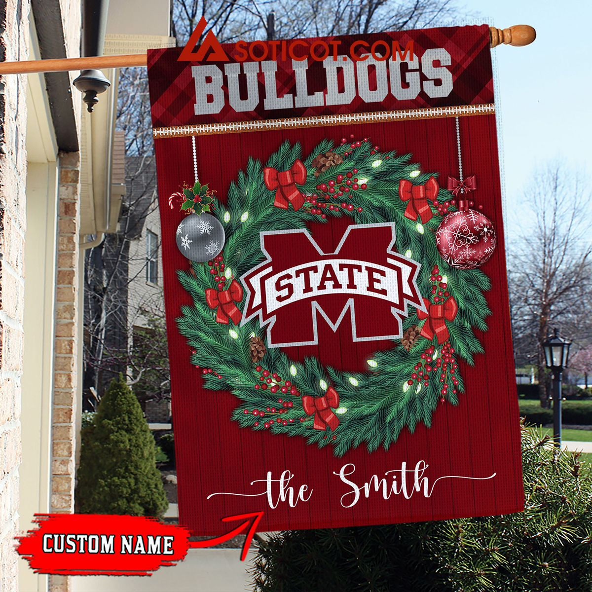 Mississippi State Bulldogs NCAA Football Christmas Personalized House Garden Flag2B1 vW26k