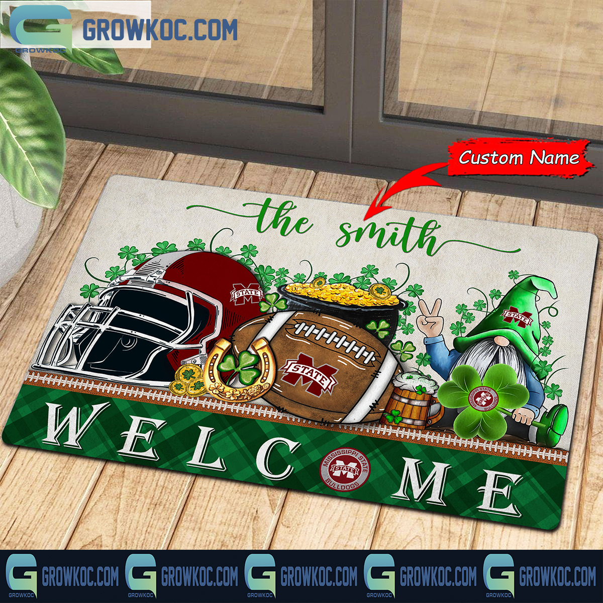 Mississippi State Bulldogs St Patrick Day Personalized Doormat2B1 HHWg9