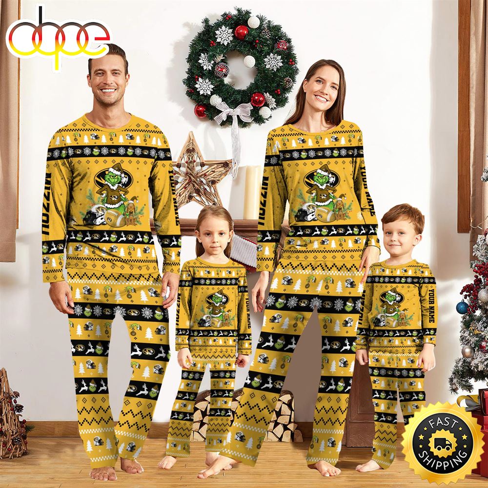 Missouri Tigers NCAA Custom Name Grinch Christmas And Sport Team Pajama Set ow7czn