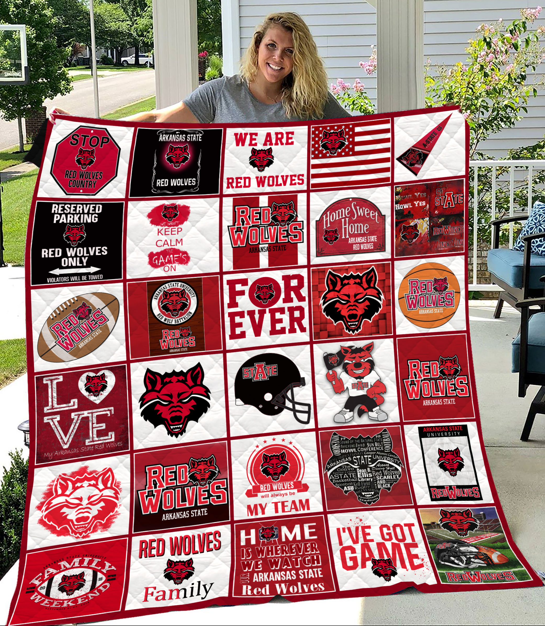 MockupLikeQuiltBlaket1 NCAA Arkansas State Red Wolves Quilt Blanket 1608DS002