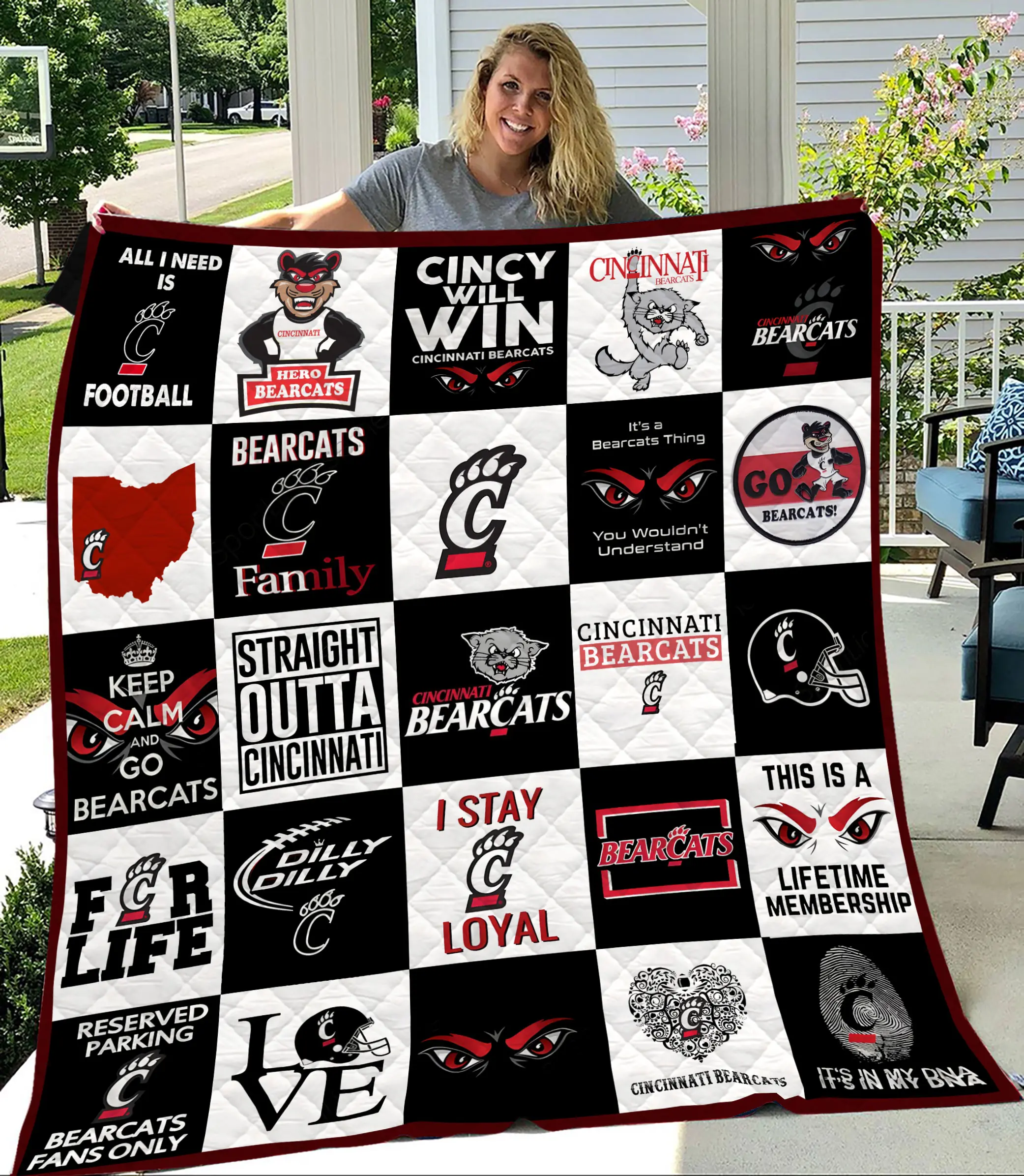 MockupLikeQuiltBlaket1 NCAA Cincinnati Bearcats Quilt Blanket 1608DS002