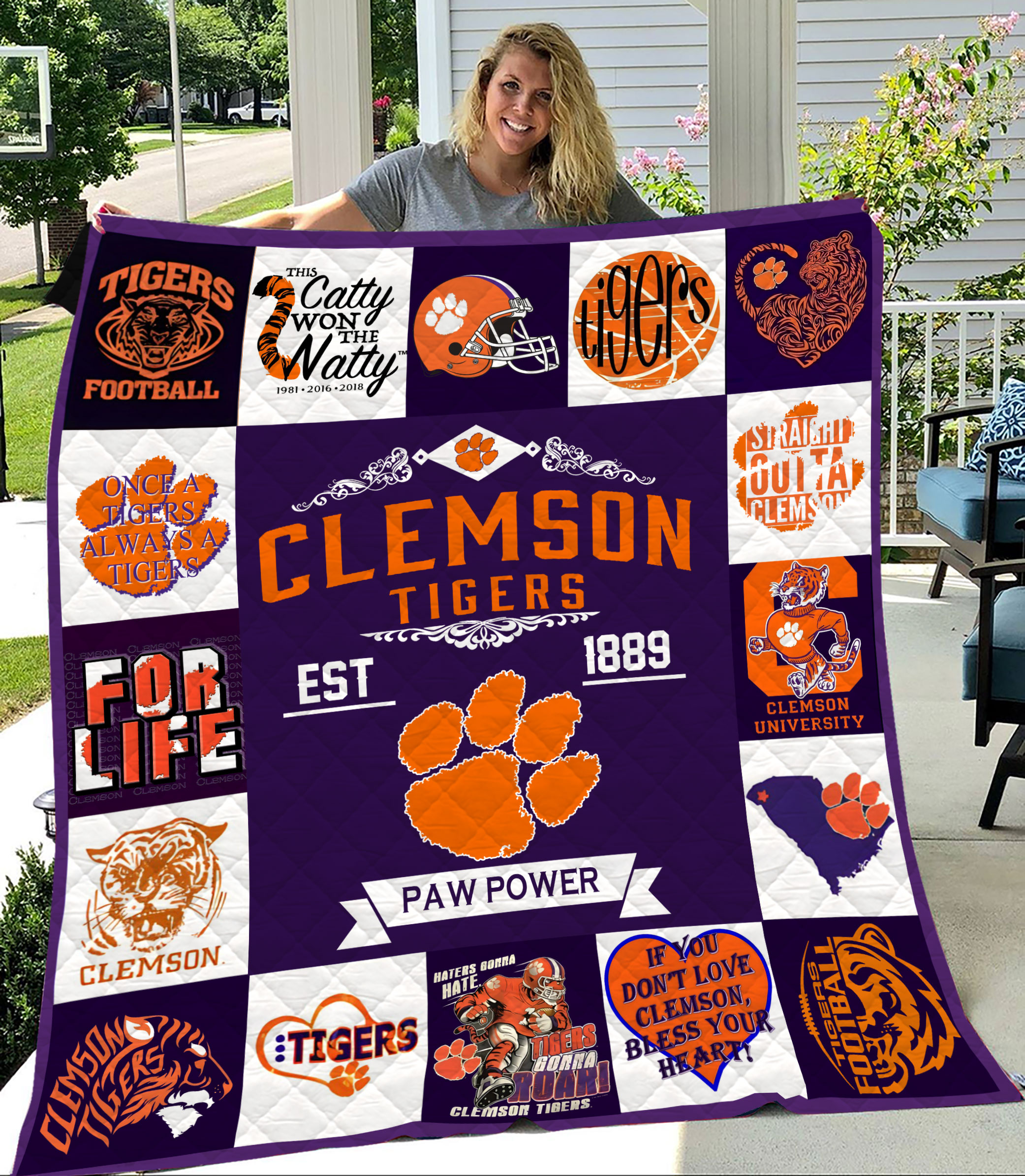 MockupLikeQuiltBlaket1 NCAA Clemson Tigers Quilt Blanket M2 2408DS002