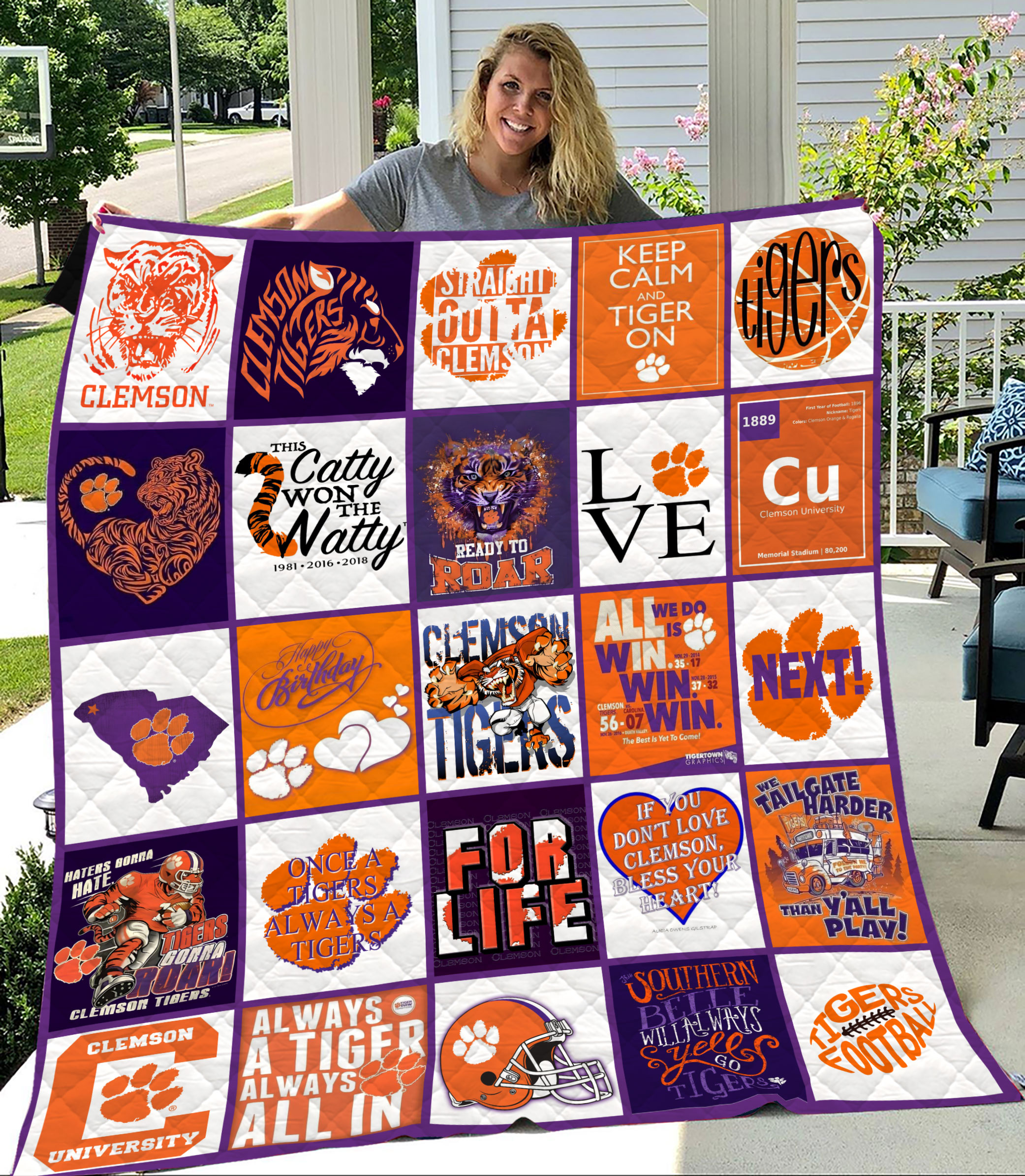 MockupLikeQuiltBlaket1 NCAA Clemson Tigers Quilt Blanket M3 2408DS002