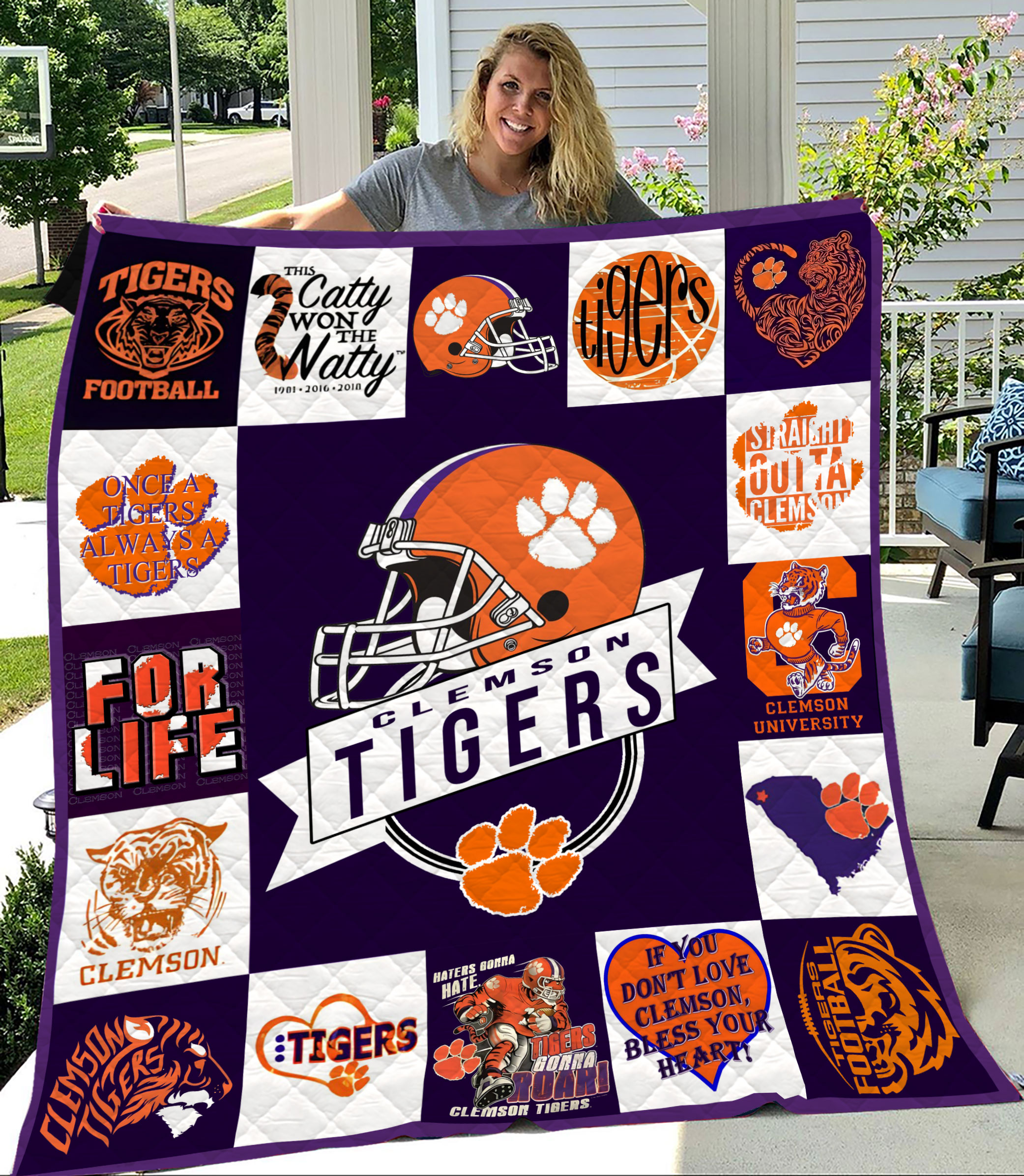 MockupLikeQuiltBlaket1 NCAA Clemson Tigers Quilt Blanket M4 2408DS002