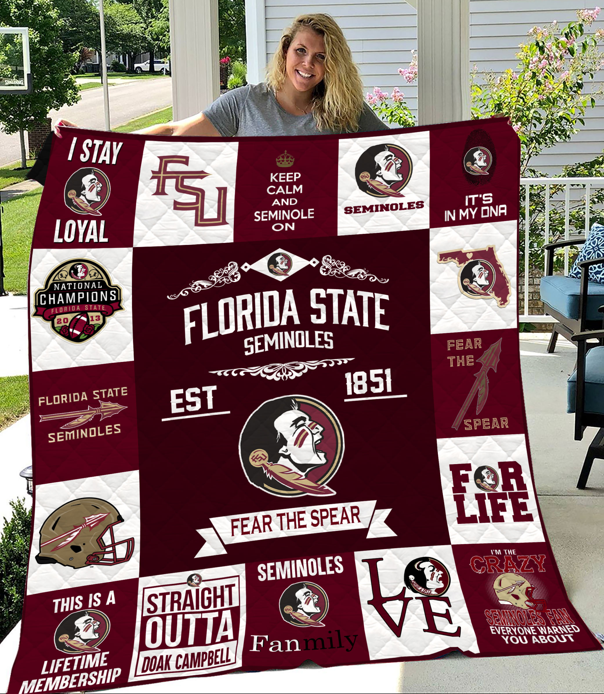 MockupLikeQuiltBlaket1 NCAA Florida State Seminoles Quilt Blanket M2 2408DS002