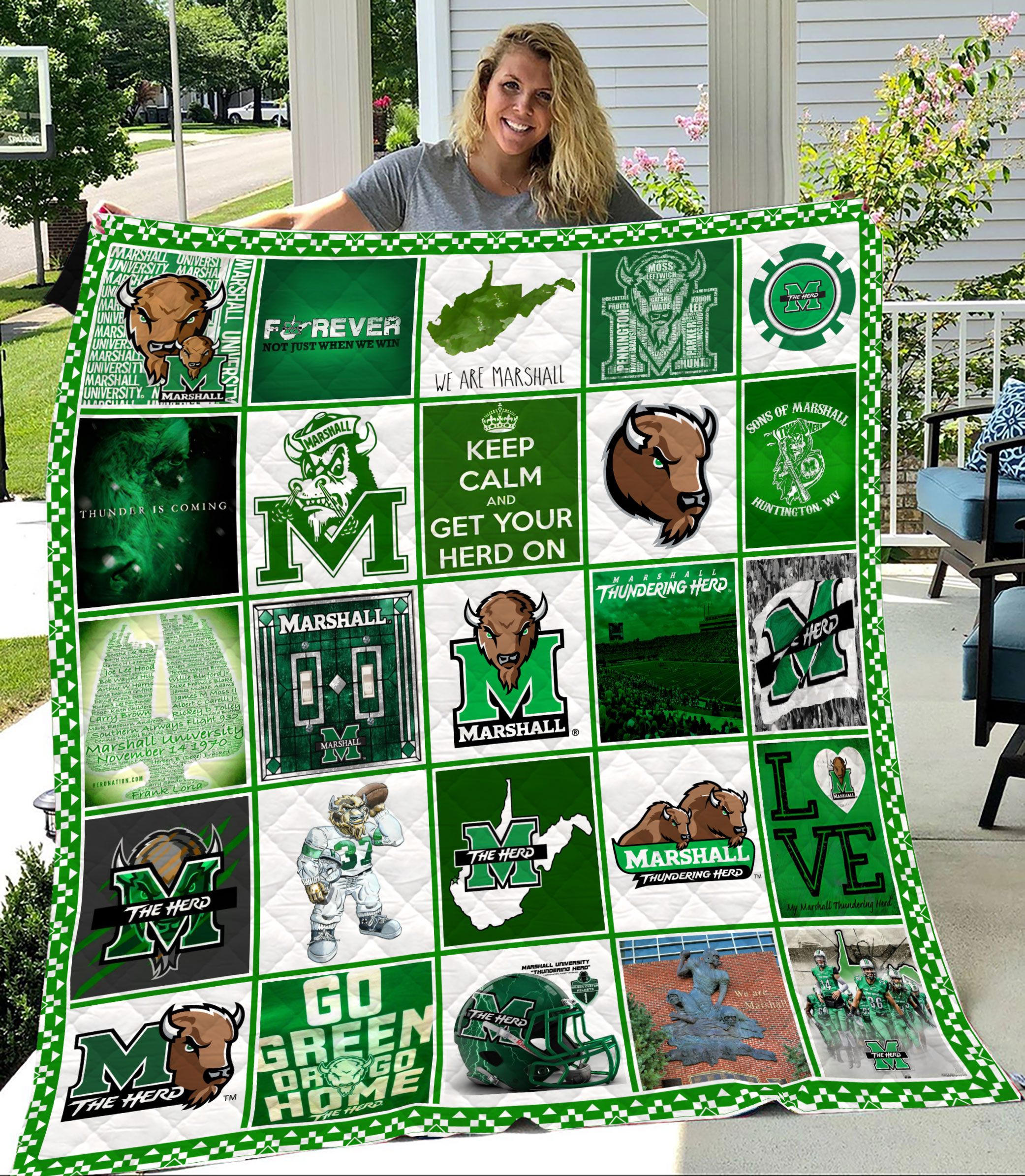 MockupLikeQuiltBlaket1 NCAA Marshall Thundering Herd Quilt Blanket 1608DS002