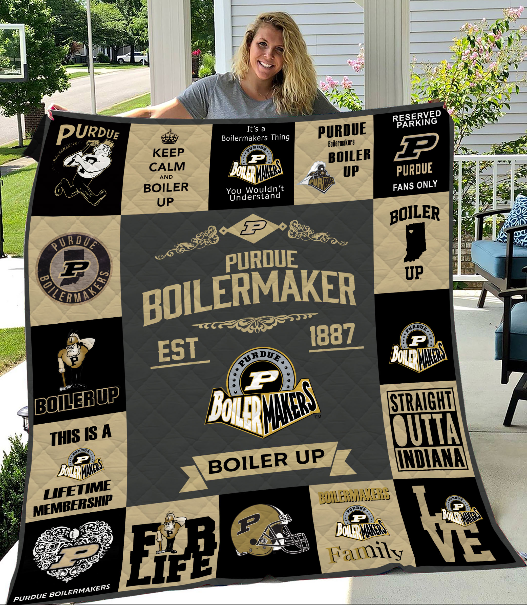 MockupLikeQuiltBlaket1 NCAA Purdue Boilermakers Quilt Blanket 1608DS002