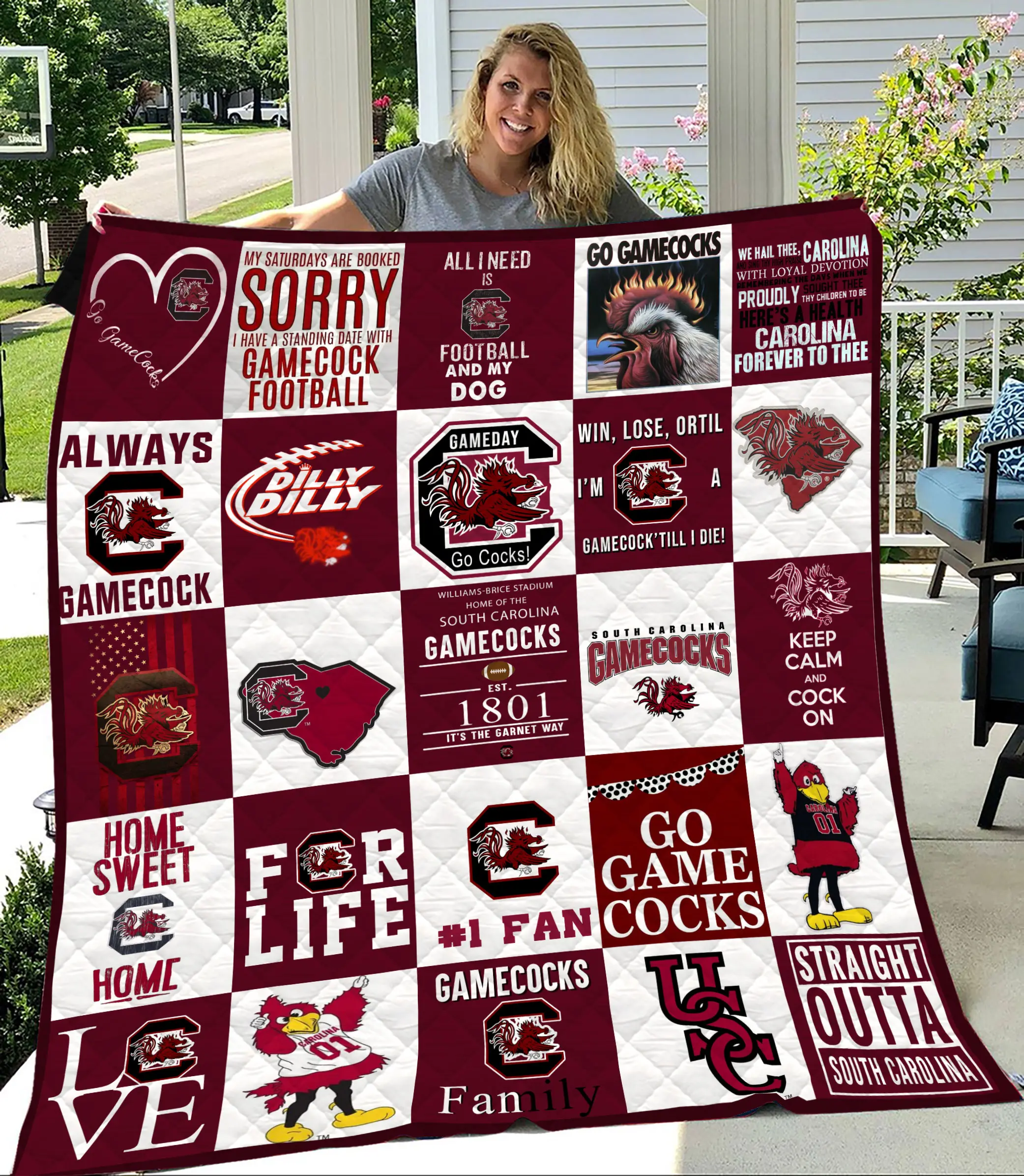 MockupLikeQuiltBlaket1 NCAA South Carolina Gamecocks M2 Quilt Blanket 1608DS002