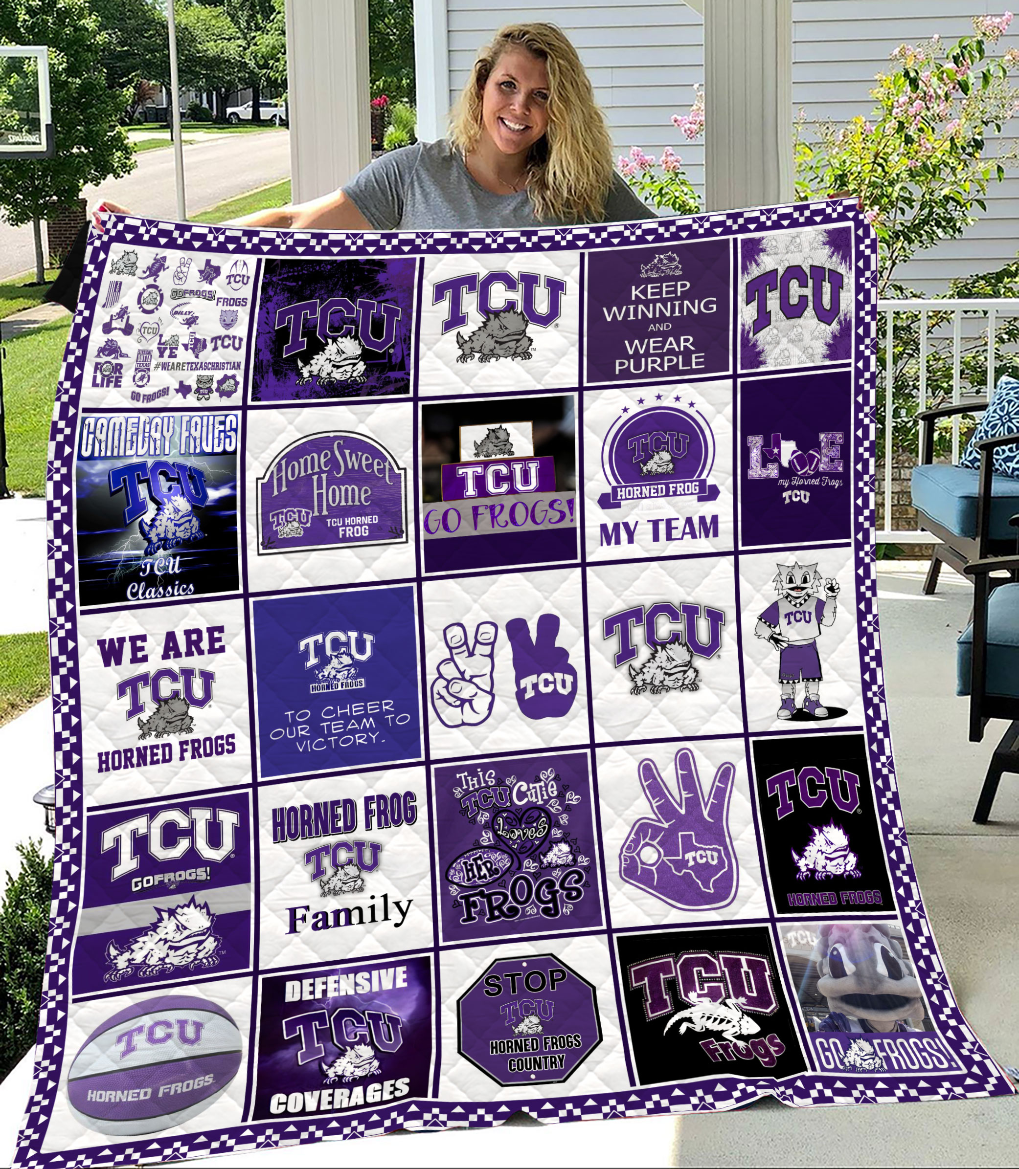 MockupLikeQuiltBlaket1 NCAA TCU Horned Frogs Quilt Blanket 1608DS002