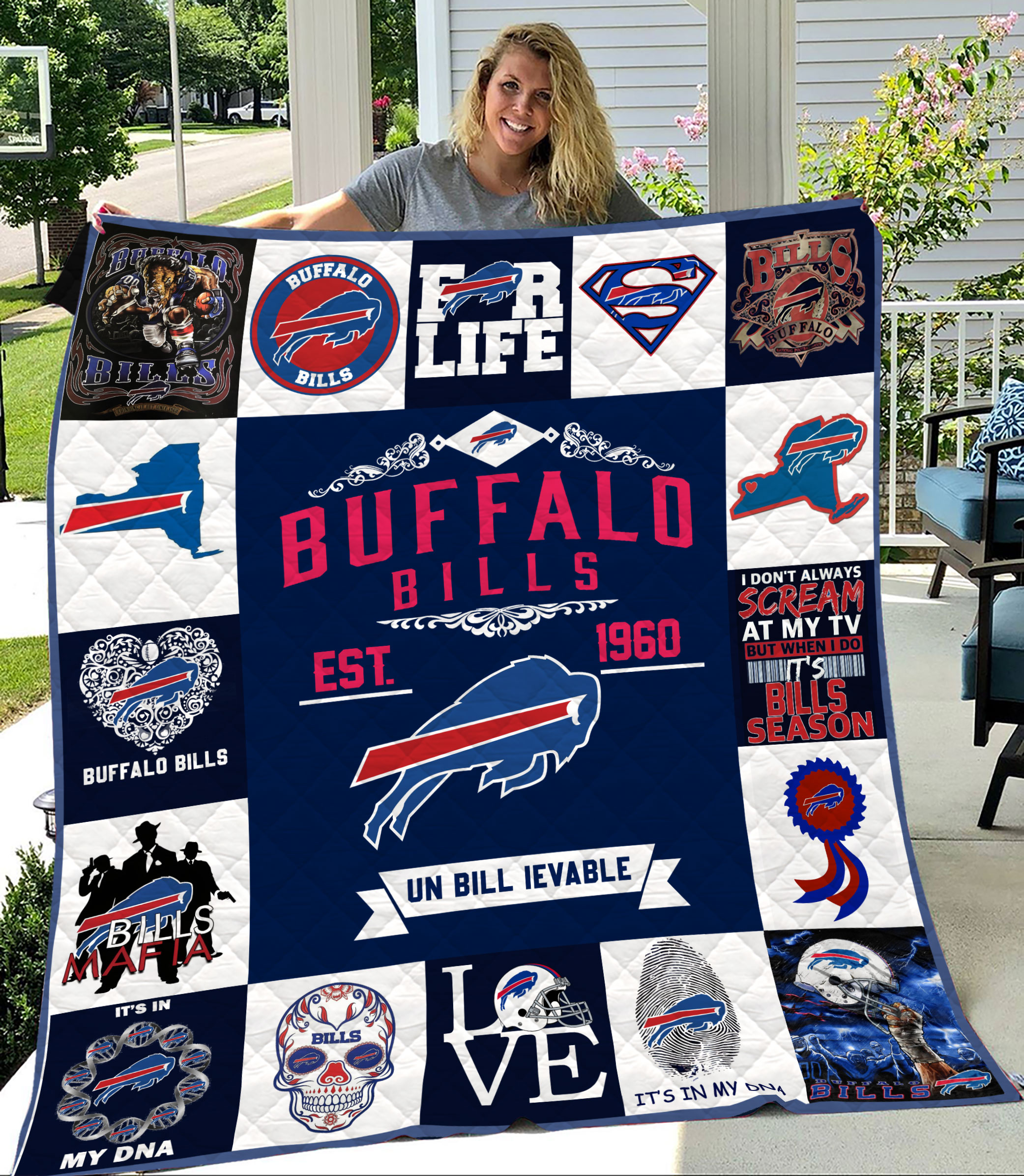 MockupLikeQuiltBlaket1 NFL Buffalo Bills Quilt Blanket 1608DS002