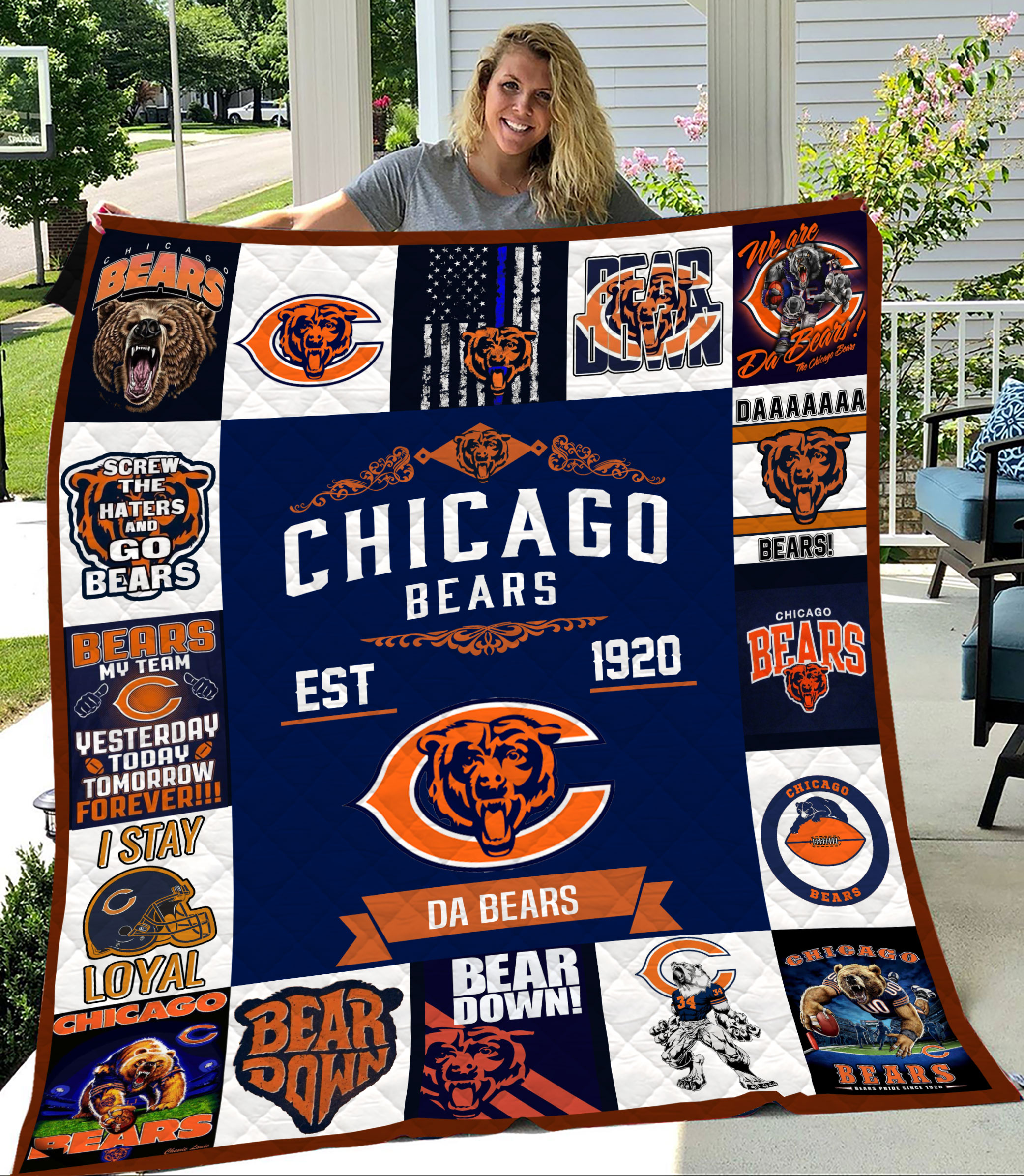 MockupLikeQuiltBlaket1 NFL Chicago Bears Quilt Blanket 1608DS002