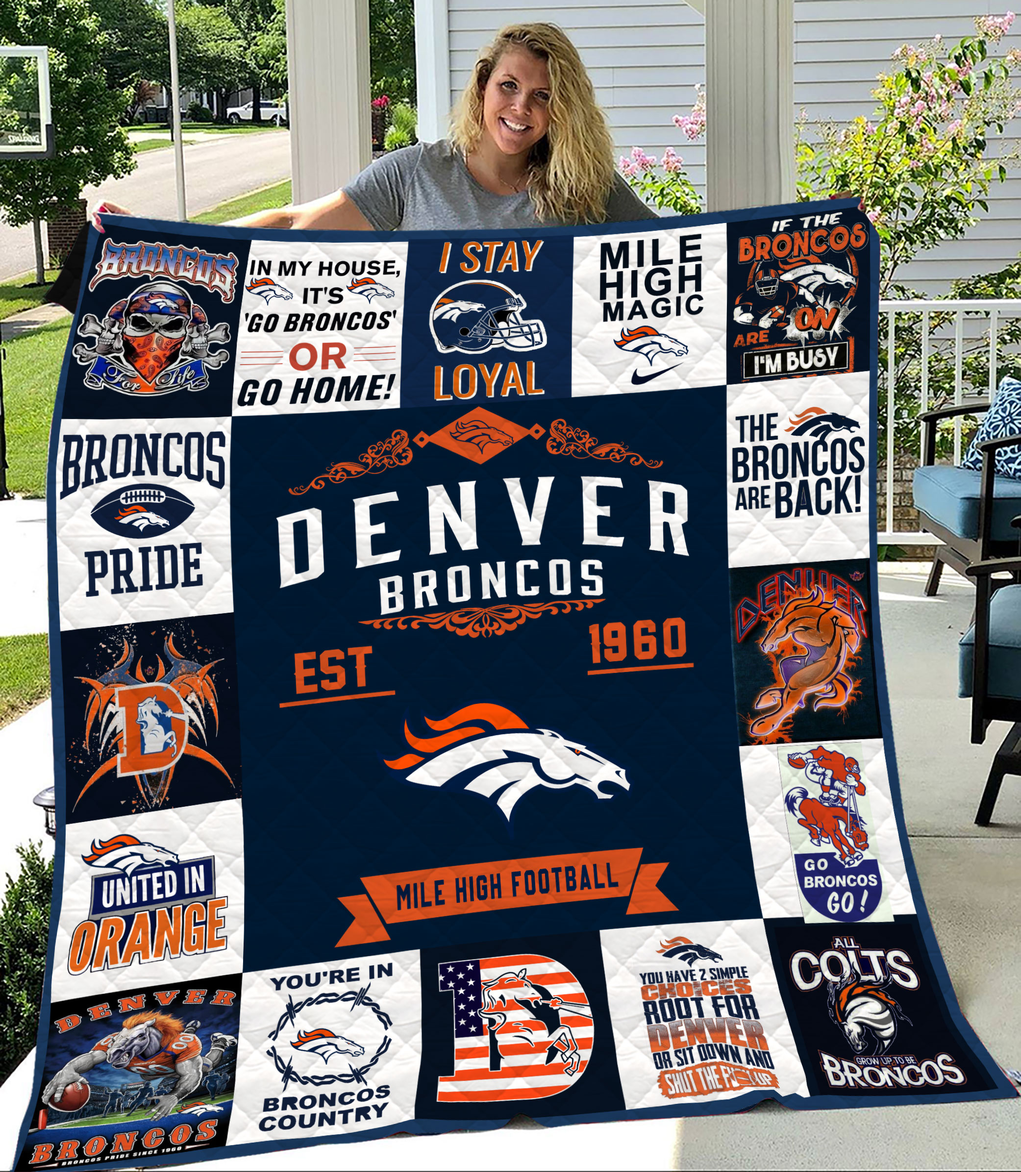 MockupLikeQuiltBlaket1 NFL Denver Broncos Quilt Blanket 1608DS002