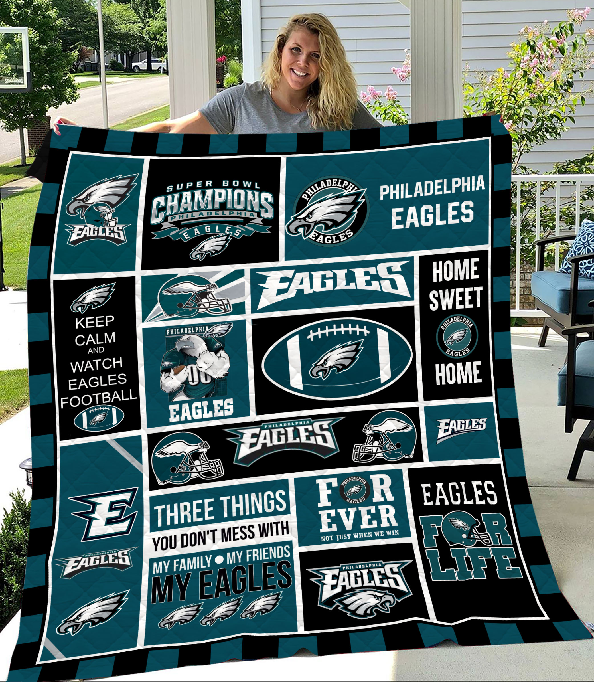 MockupLikeQuiltBlaket1 NFL Philadelphia Eagles Quilt Blanket 1608DS002