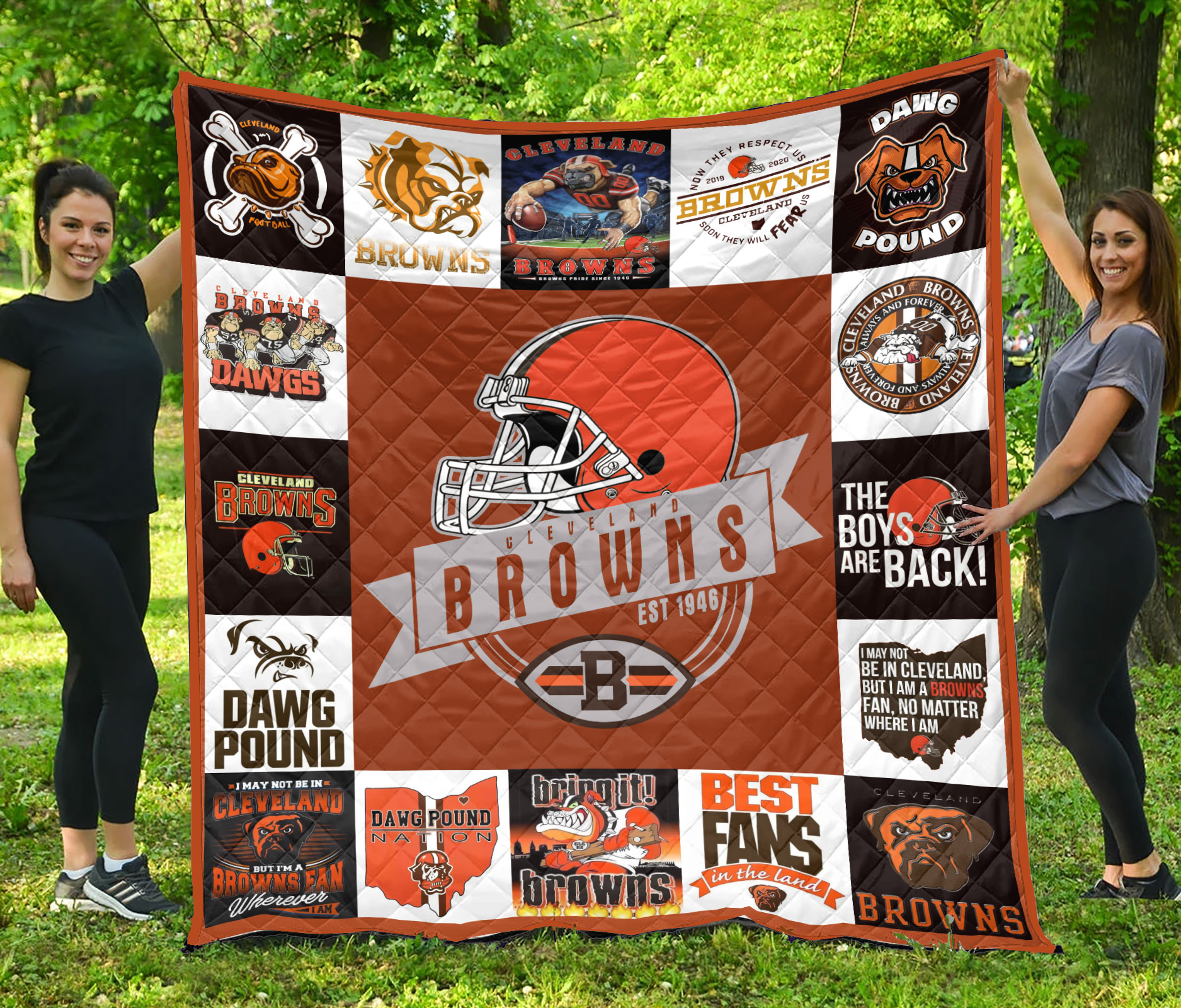 MockupLikeQuiltBlaket5 NFL Cleveland Browns Quilt Blanket 1608DS002