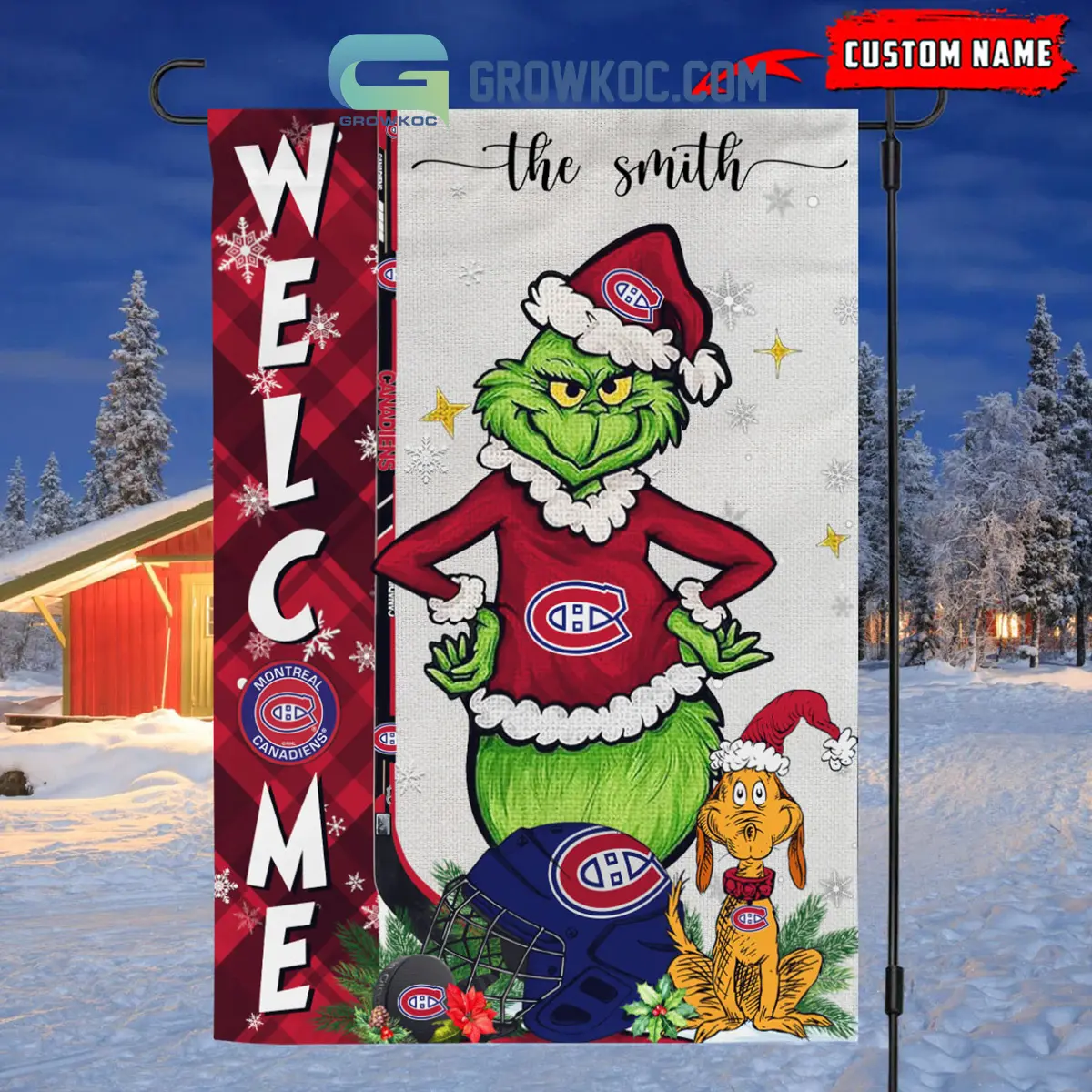 Montreal Canadiens Grinch Christmas Personalized House Garden Flag Canvas2B1 1NzpG