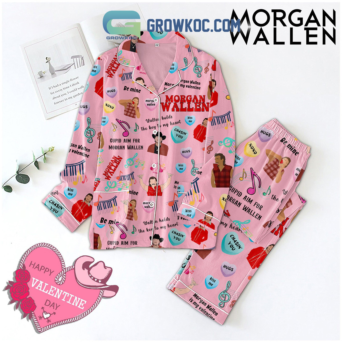 Morgan Wallen Cupid Aim Valentine Polyester Pajamas Set2B1 iO1Rh