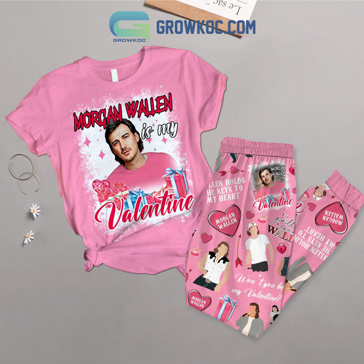 Morgan Wallen My Valentine Fleece Pajamas Set2B1 MaTbp