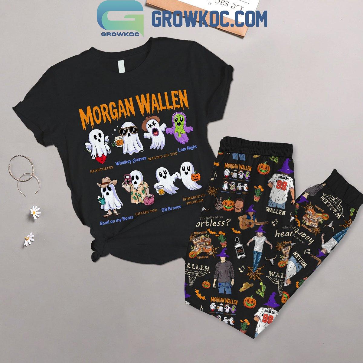 Morgan Wallen Wasted On You Halloween Fleece Pajamas Set 1 NceFD