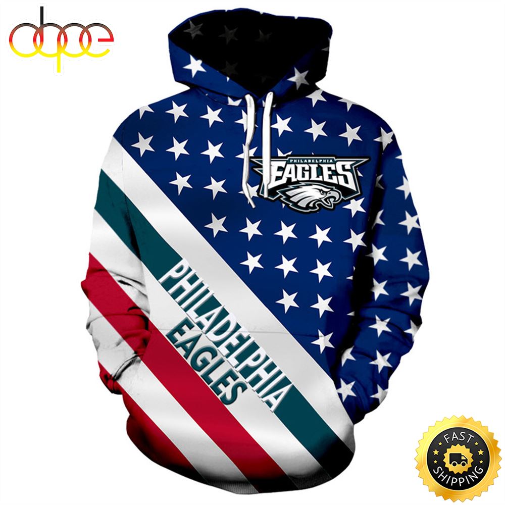 N.F.L.Philadelphia Eagles Patriotic Stars 3D Hoodie All Over Print Shirt