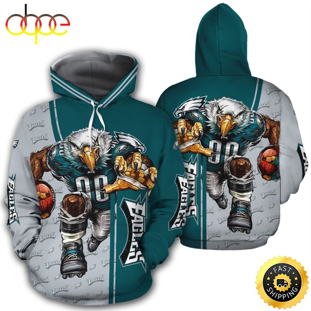 N.F.L.Philadelphia Eagles Running Eagles Logos 3D Hoodie All Over Print Shirt