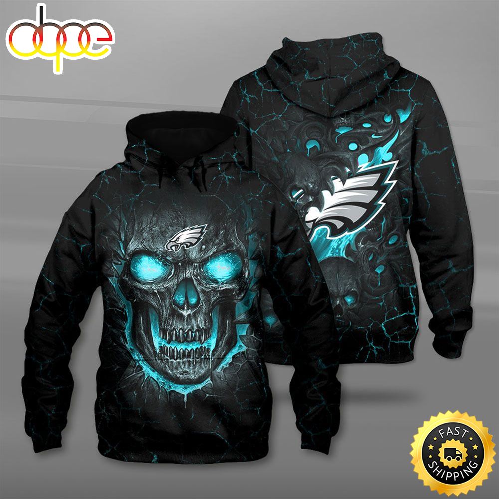 N.F.L.Philadelphia Eagles Skull Have Green Eyes 3D Hoodie All Over Print Shirt