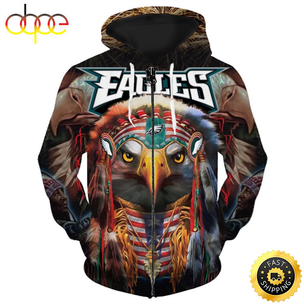 N.F.L.Philadelphia Eagles Tribe Color 3D Hoodie All Over Print Shirt