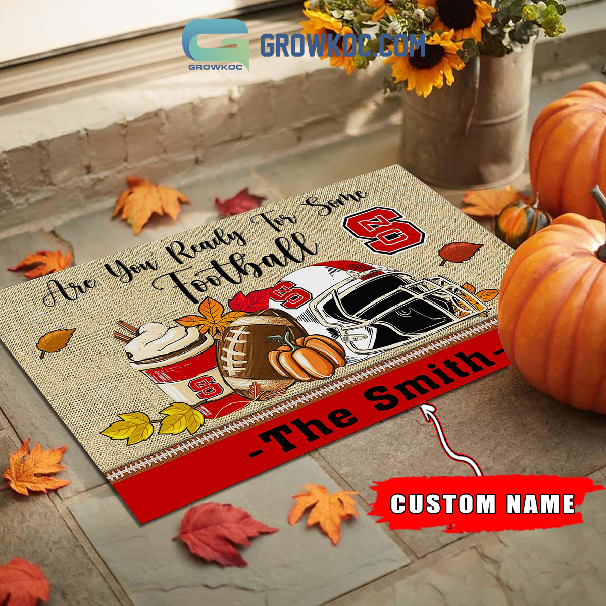 NC State Wolfpack NCAA Fall Pumpkin Are You Ready For Some Football Personalized Doormat2B1 04LlM