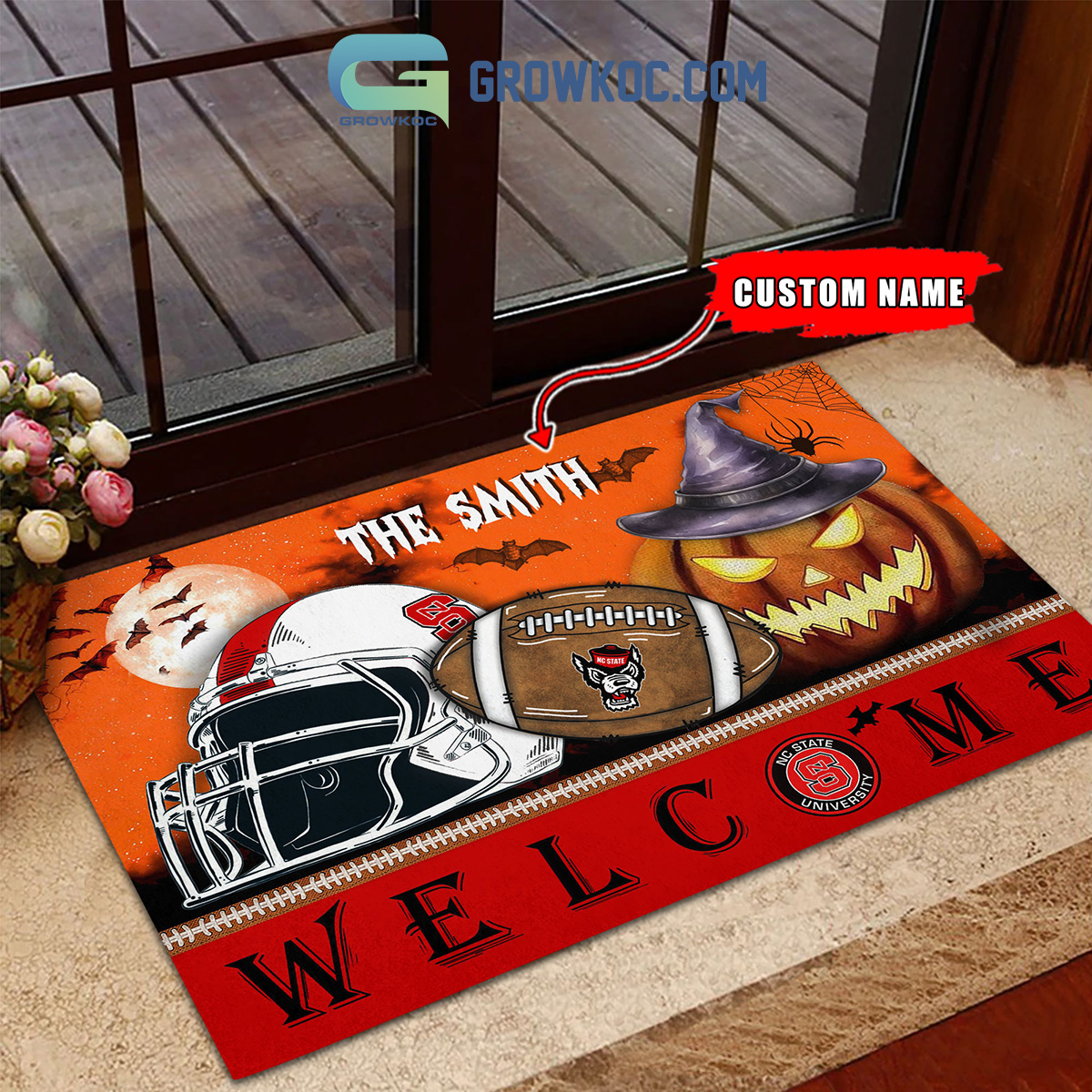 NC State Wolfpack NCAA Football Welcome Halloween Personalized Doormat2B1 Cs8Rl