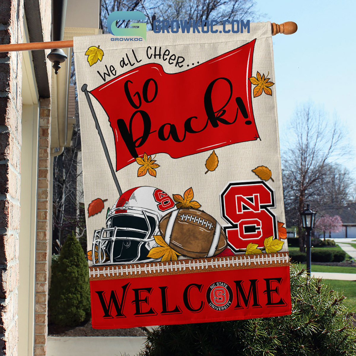 NC State Wolfpack NCAA Welcome We All Cheer Go Pack House Garden Flag2B1 I8ugM