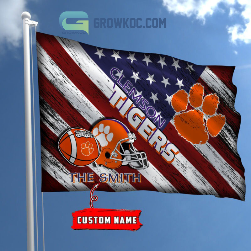 NCAA Clemson Tigers Custom Name USA House Garden Flag2B1 n4UgC