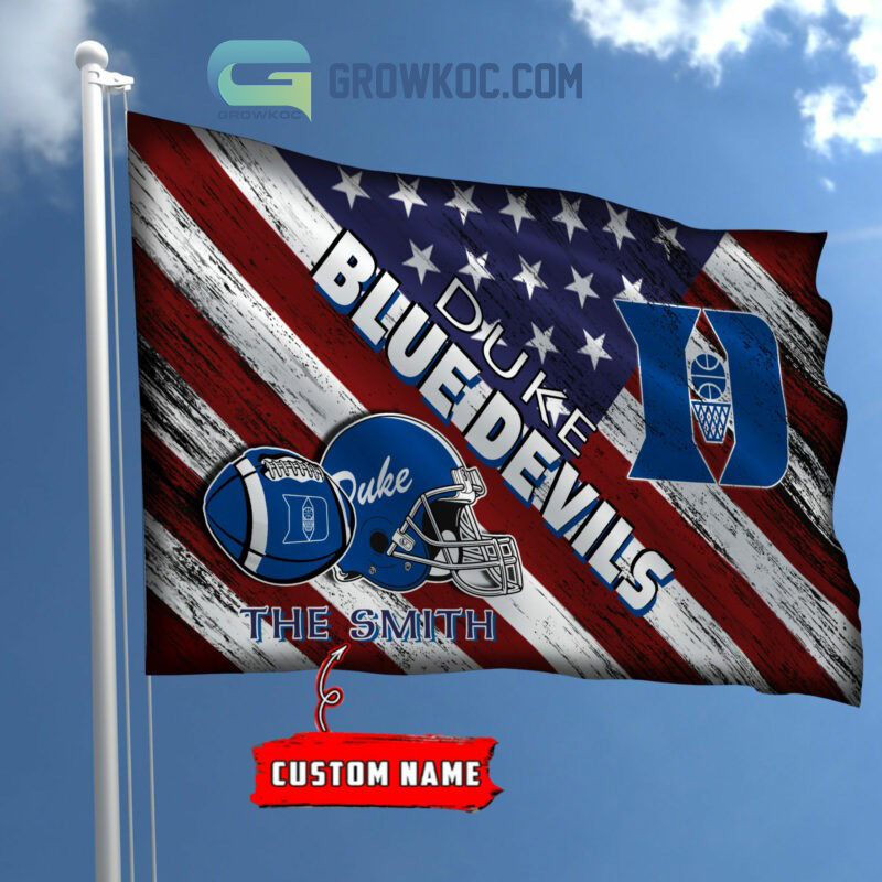 NCAA Duke Blue Devils Custom Name USA House Garden Flag2B1 ZMf2N