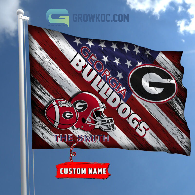 NCAA Georgia Bulldogs Custom Name USA House Garden Flag2B1 GEySa