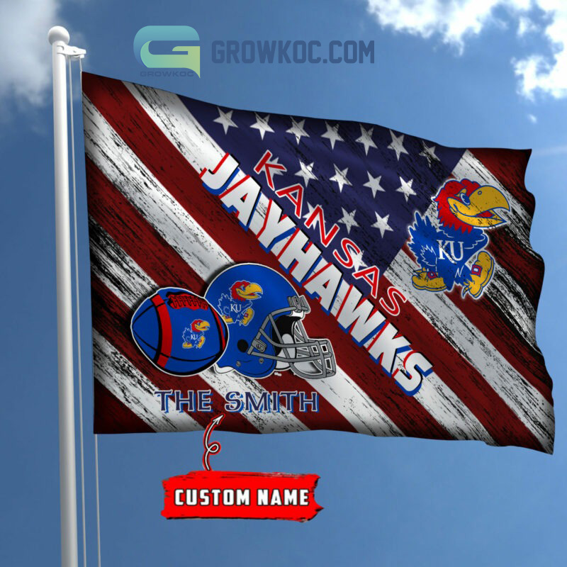 NCAA Kansas Jayhawks Custom Name USA House Garden Flag2B1 NvcdI