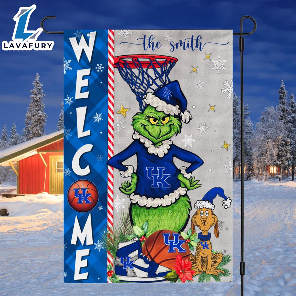 NCAA Kentucky Wildcats Grinch Basketball Christmas Welcome Garden Flag