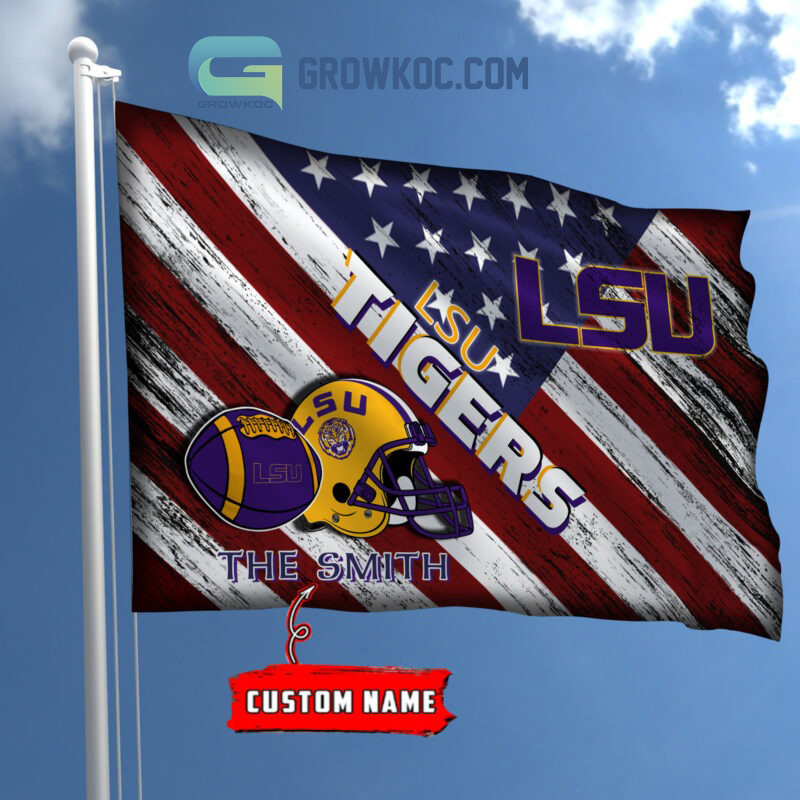 NCAA LSU Tigers Custom Name USA House Garden Flag2B1 RQZ5R