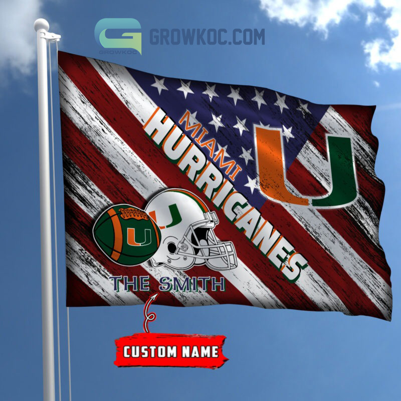 NCAA Miami Hurricanes Custom Name USA House Garden Flag2B1 TgNGF