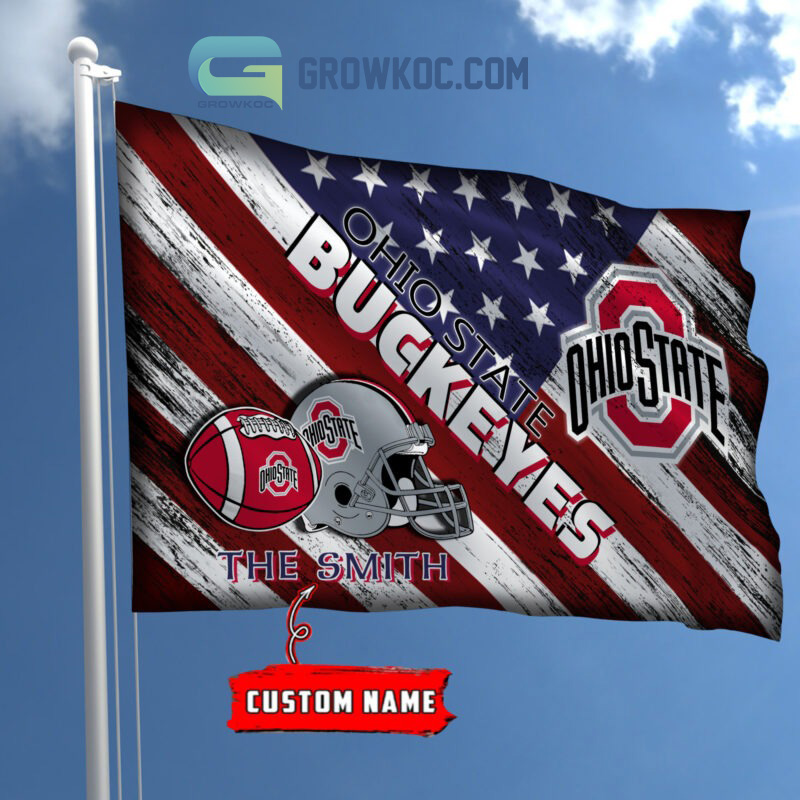 NCAA Ohio State Buckeyes Custom Name USA House Garden Flag2B1 LWoMA