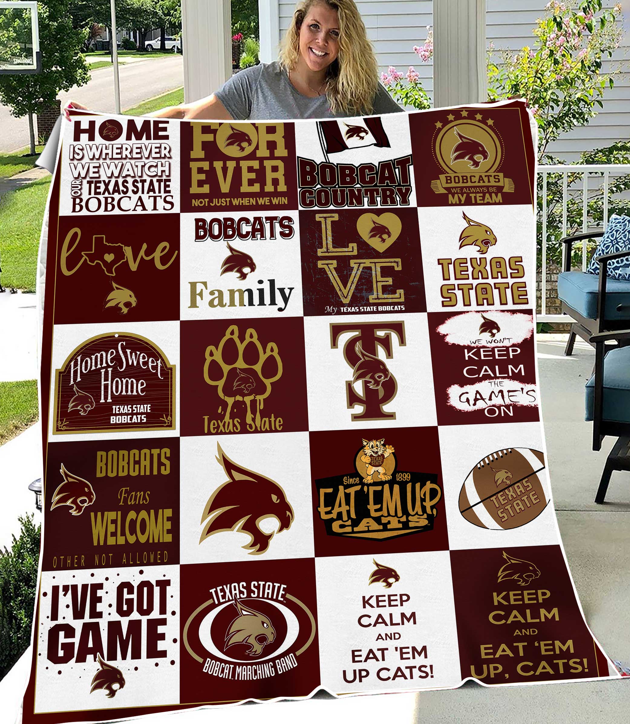 NCAA Texas State Bobcats Sherpa Fleece Blanket 2