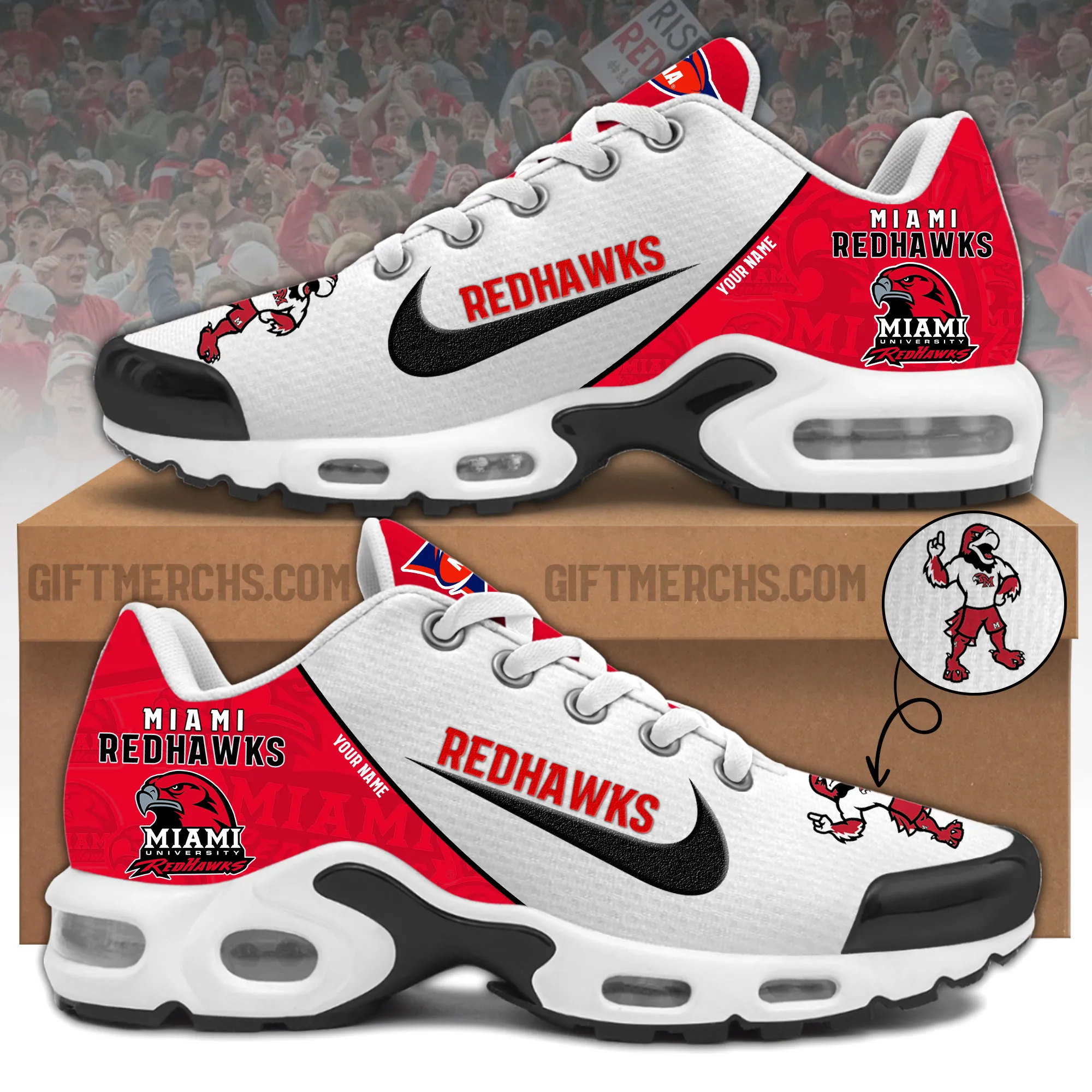 NCAA2BMiami2BRedhawks2BCustom2BNike2BAir2BMax2BPlus2BShoes pDWaJ