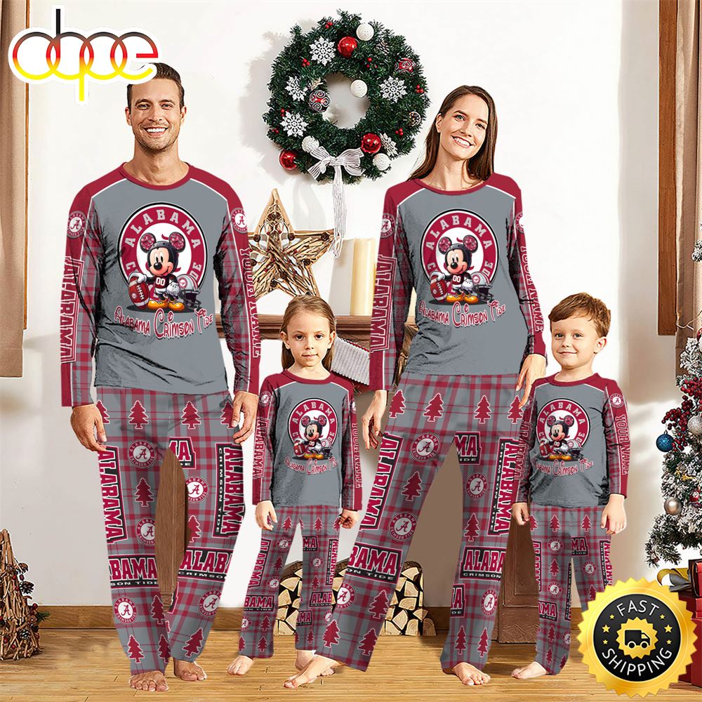 NCAA Mickey Mouse Alabama Crimson Tide Pajamas Personalized Your Name i2qbcl