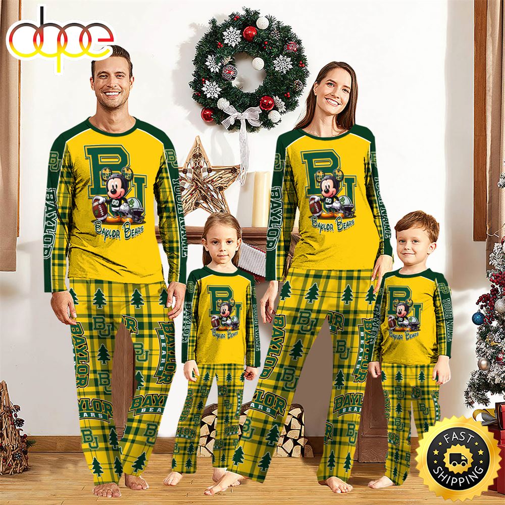 NCAA Mickey Mouse Baylor Bears Pajamas Personalized Your Name mlkctr