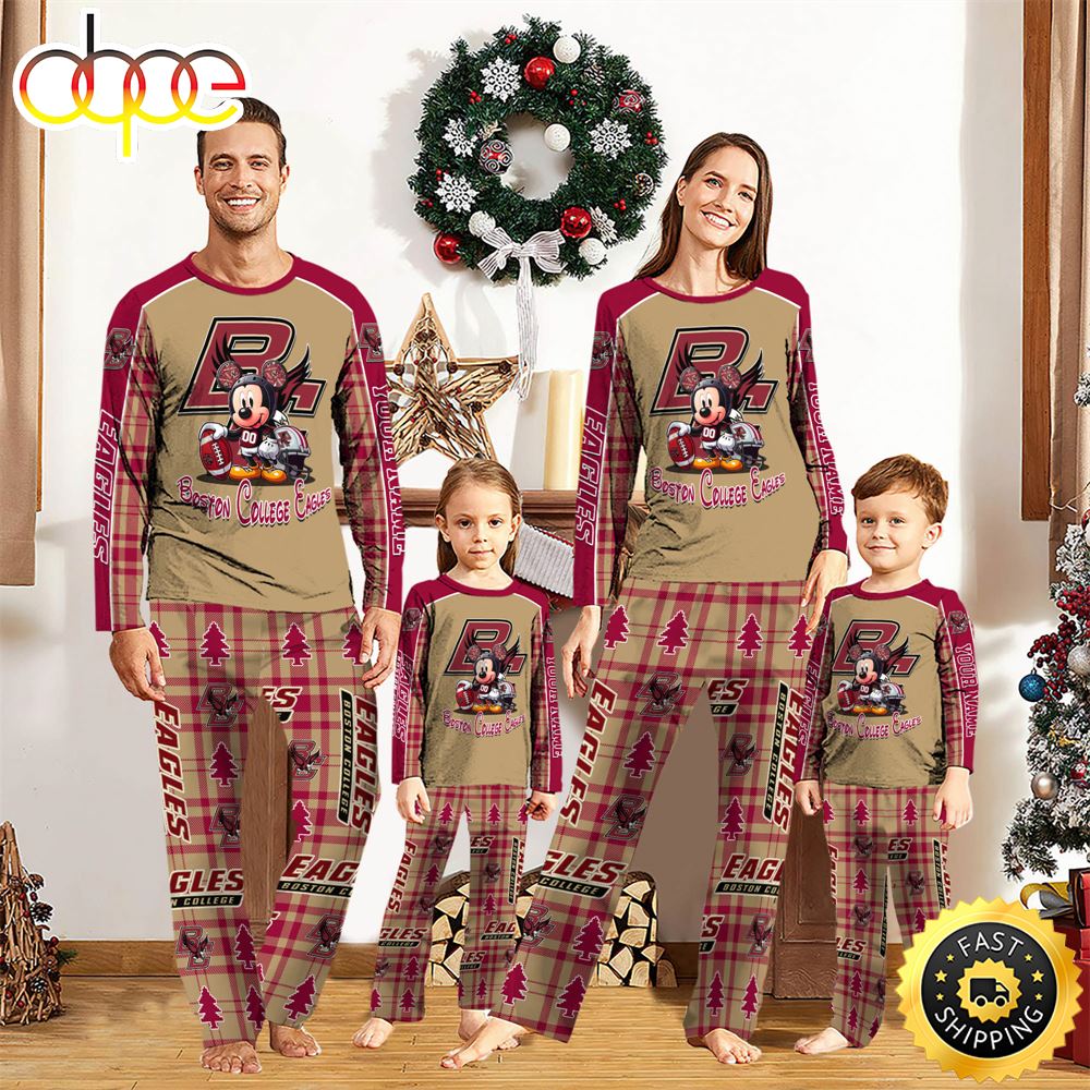 NCAA Mickey Mouse Boston College Eagles Pajamas Personalized Your Name a5xurr