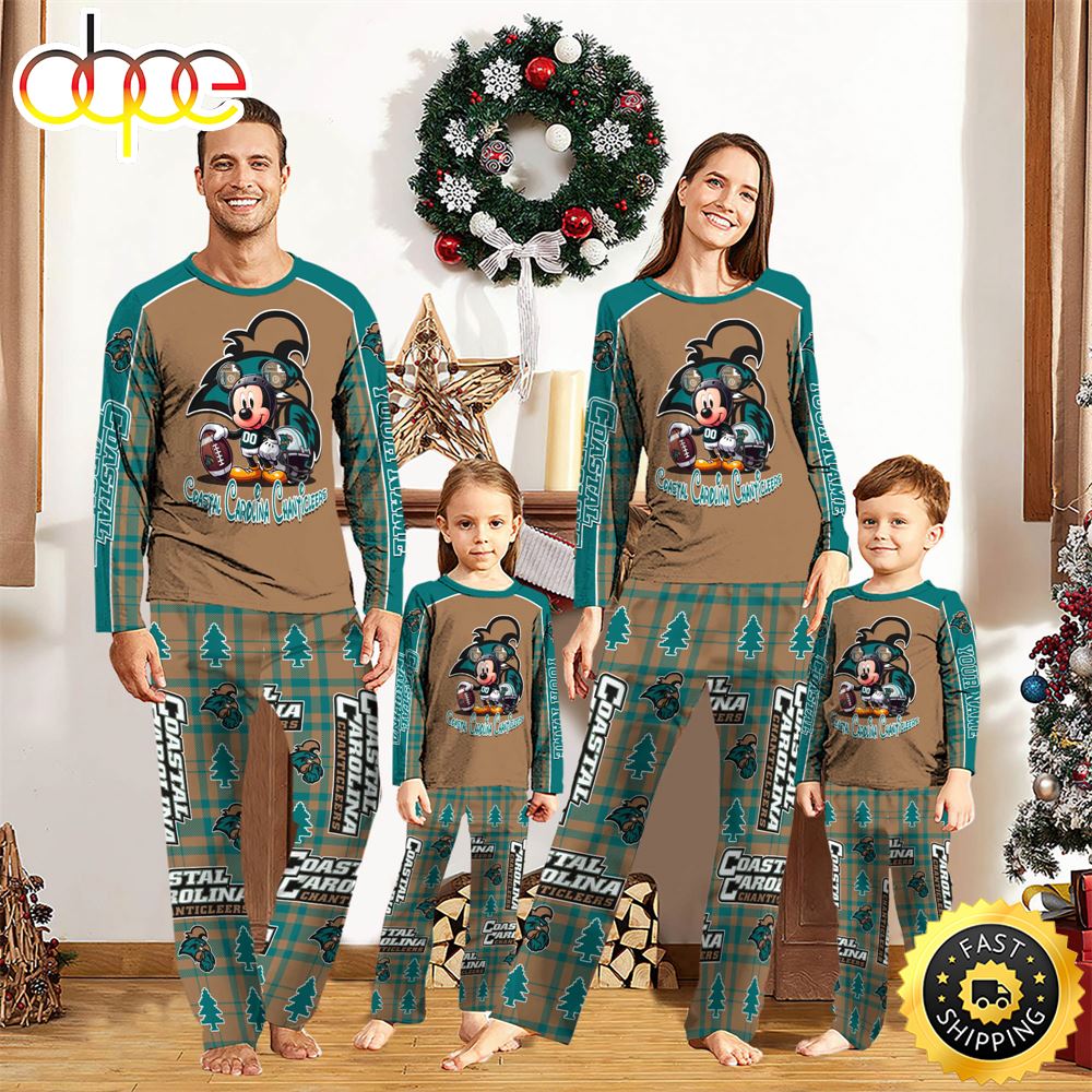 NCAA Mickey Mouse Coastal Carolina Chanticleers Pajamas Personalized Your Name pa7yfe