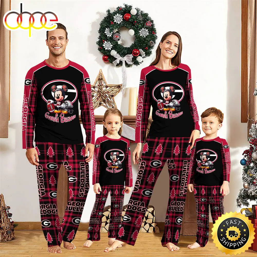 NCAA Mickey Mouse Georgia Bulldogs Pajamas Personalized Your Name ynhnkz