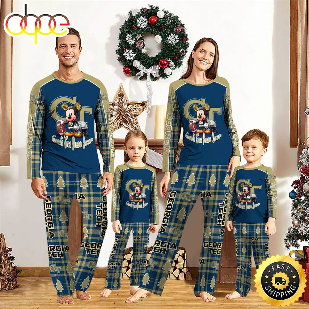 NCAA Mickey Mouse Georgia Tech Yellow Jackets Pajamas Personalized Your Name ynmsrj
